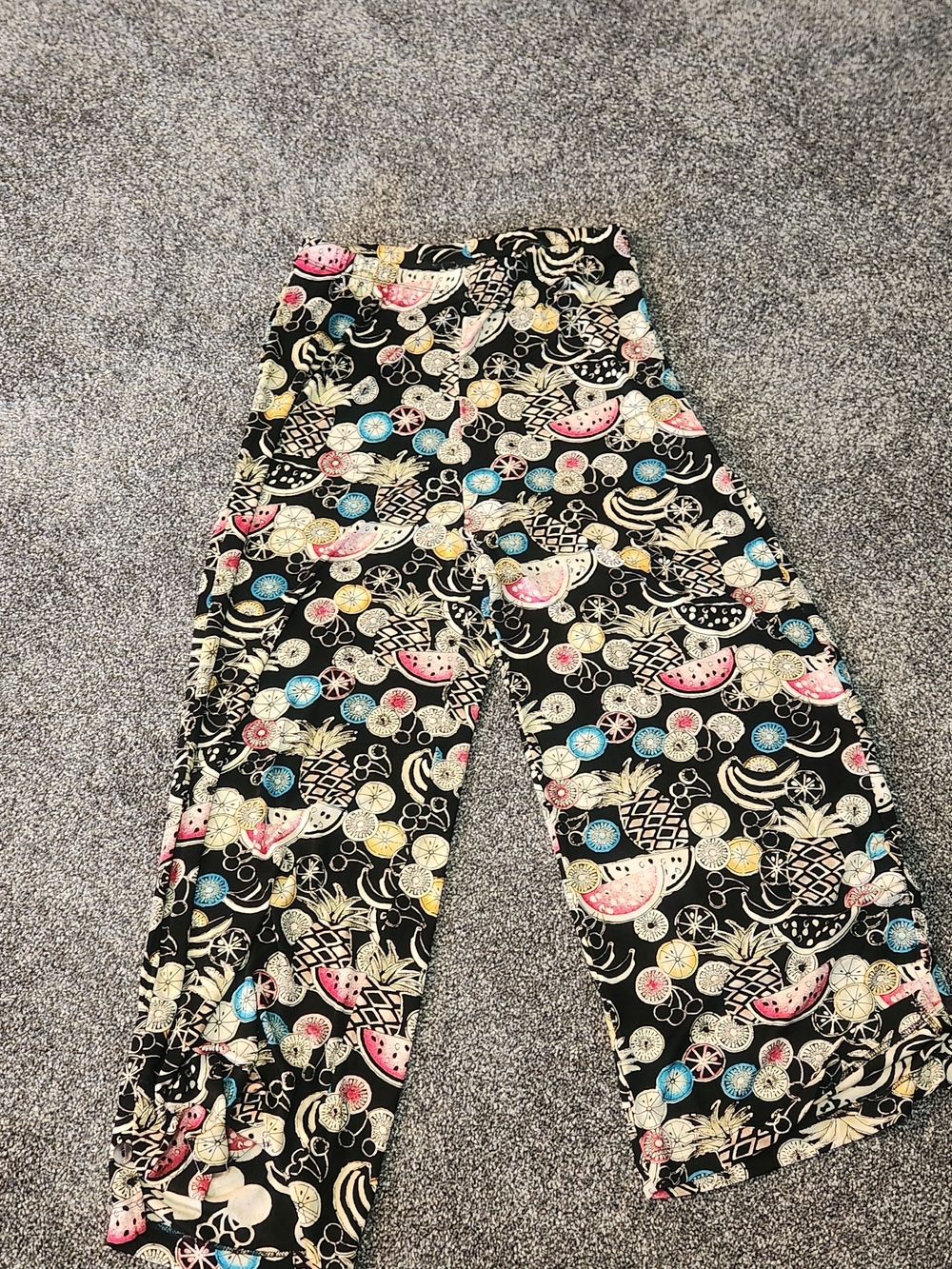 Chico’s Travelers Fun Fruit Print Cropped Palazzo Pants Ankle Length (Med?)